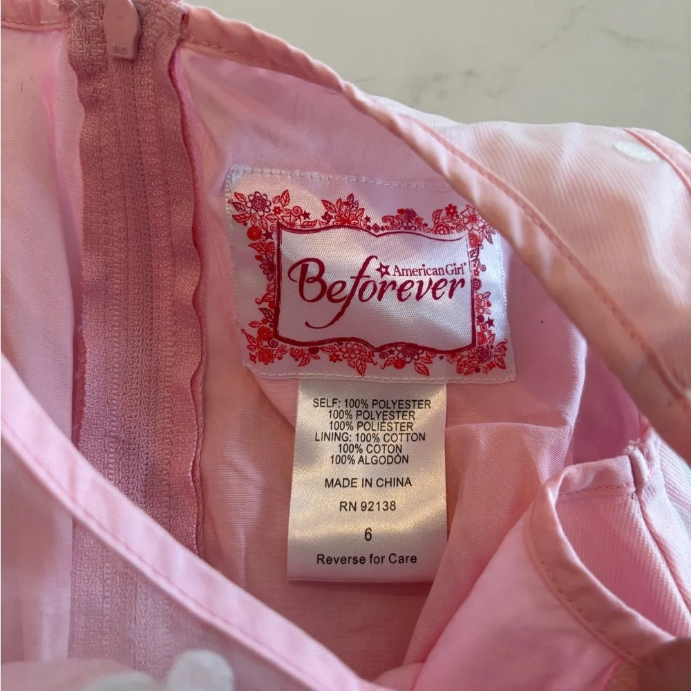 American Girl Pink Dress with Floral Trim